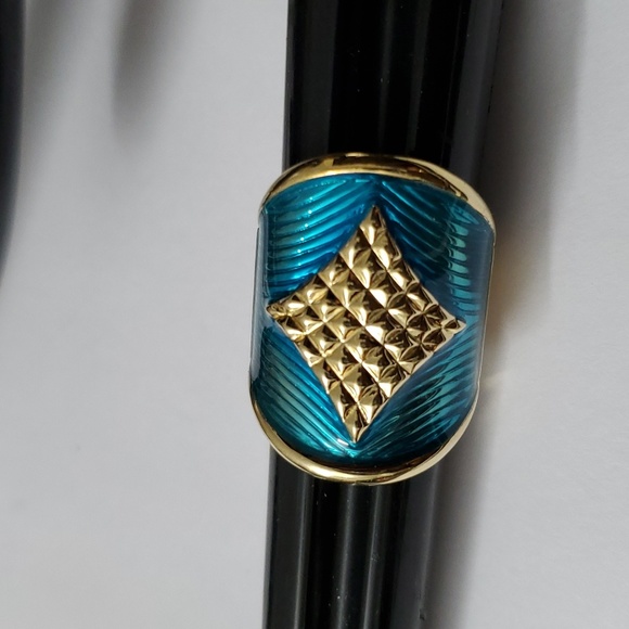 Sterling Silver 925 Gold Art Deco Ring - Picture 8 of 9